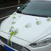 Realistic Faux Floral Arrangement Set For Bridal Vehicle Decoration In White Green Color Scheme