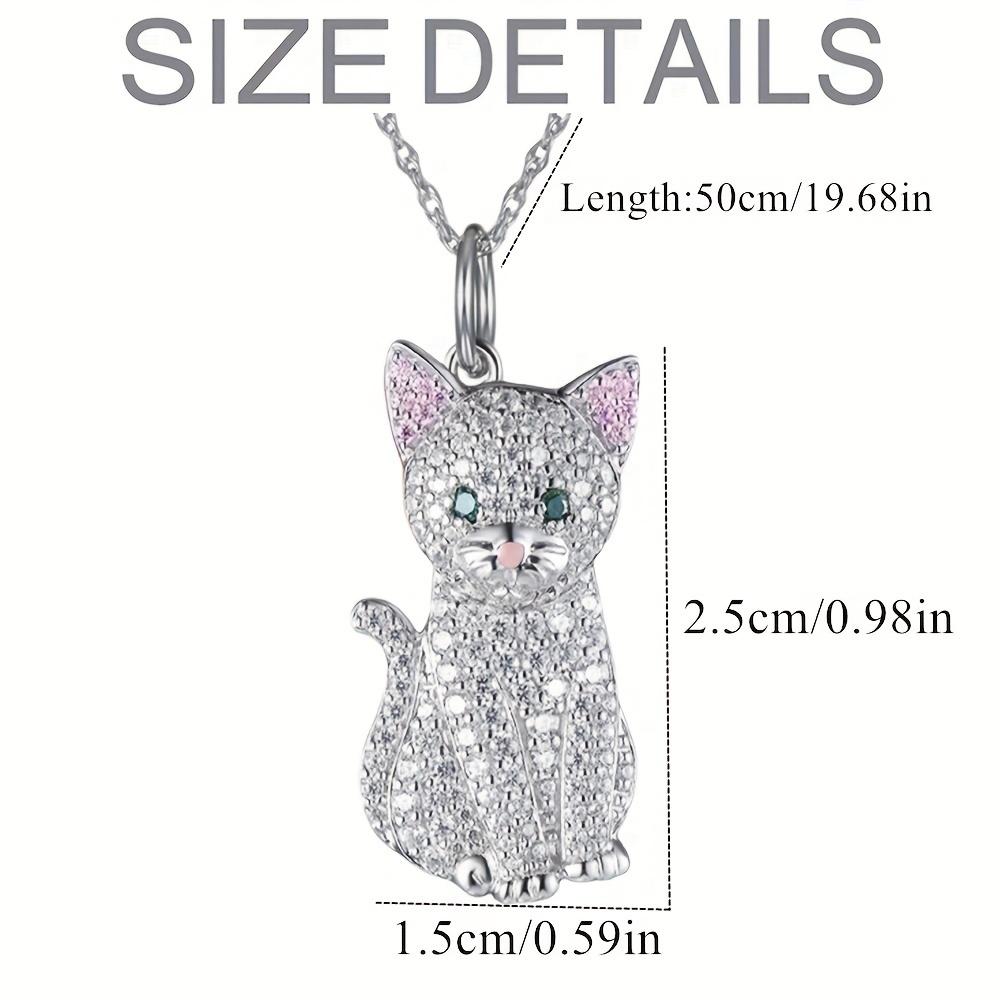 1pc Exquisite Cute And Fashionable Silvery Cat Pendant Necklace, Inlaid With Imitation Zircon Necklace For Girls, Holiday Birthday Party Gifts