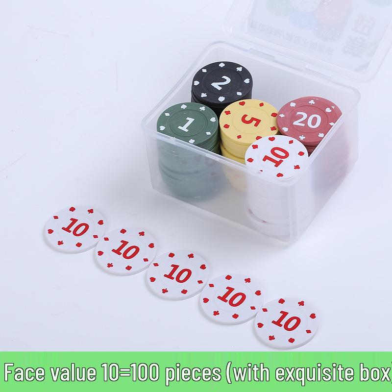 Boxed 100 Plastic Chips for Card Games: Baccarat, Mahjong, Poker