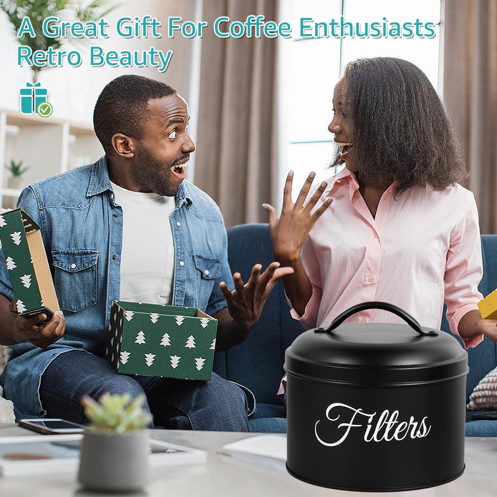 Coffee Filter Holder Round Basket Coffee Filter Container for Counter Organizer Metal Coffee Filter Storage Basket for Counter