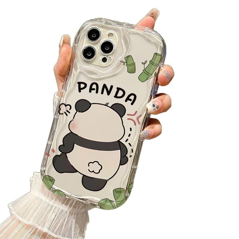 Cute Panda Back iPhone11Promax Mobile Phone Case Transparent for Apple 11promax Cream Case 11