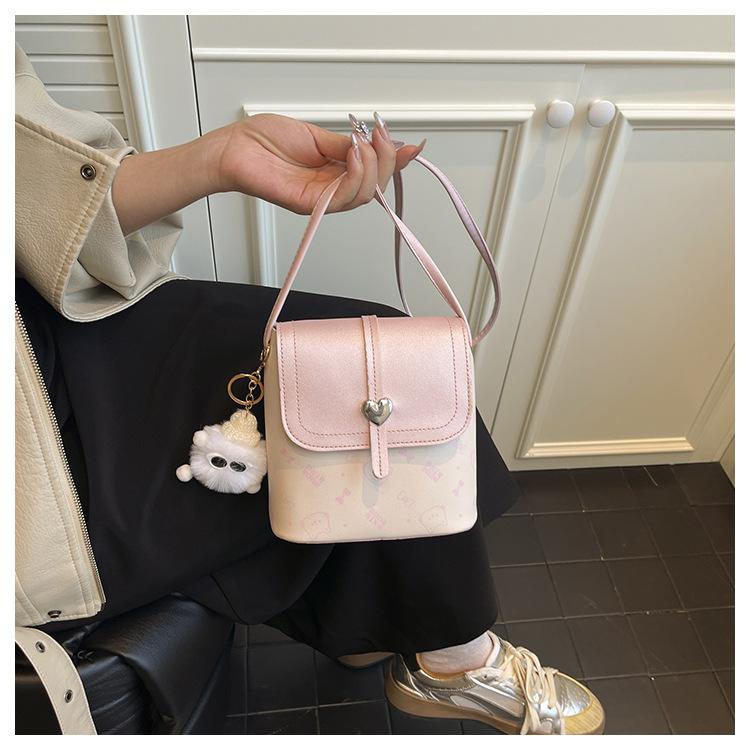 Retro Style Faux Leather Bucket Bag for Women Minimalist Square Shoulder Purse Trendy Casual Crossbody Handbag CLE