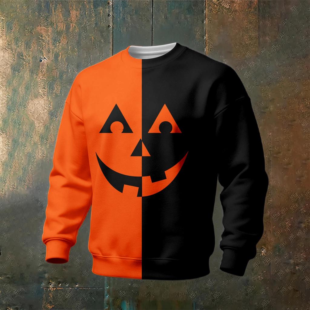 Men's Halloween Printed Long Sleeve Sweatshirt Casual Pullover