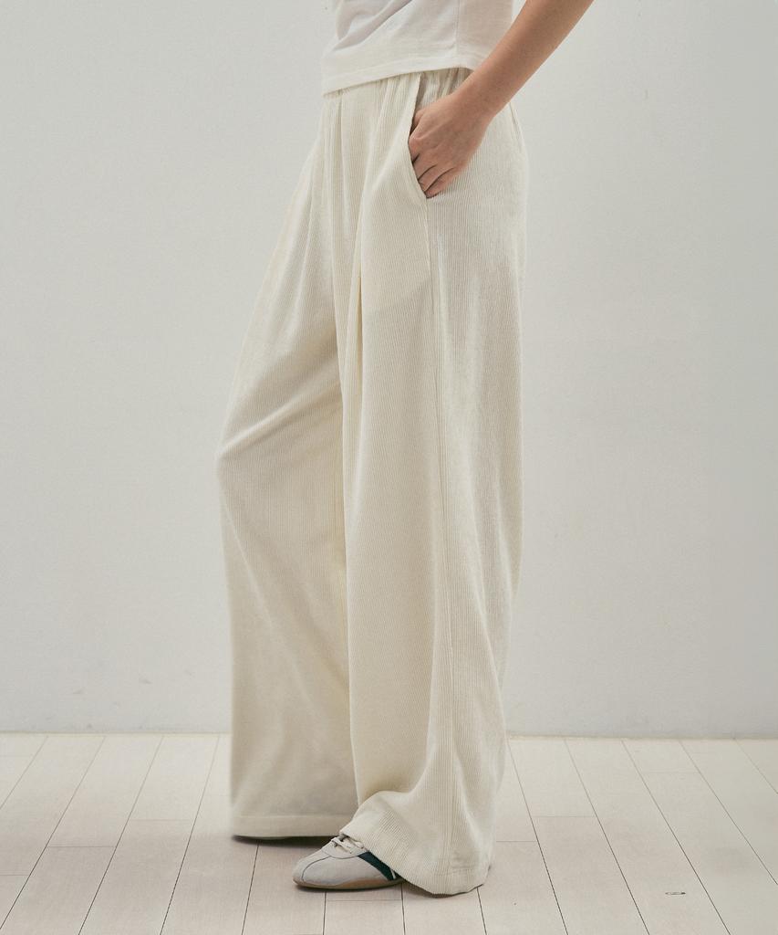 CITTA Wool Blend Wide Banding Corduroy Pants_Ctb551(White)