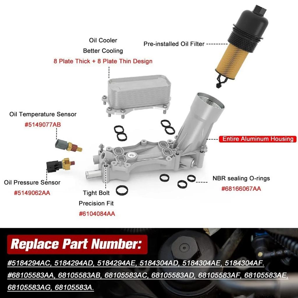 Oil Filter Adapter Housing Engine For--- Ram 3.6L V6 68105583AE 68105583AF 68105583AA