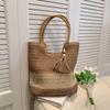 2025 Summer Straw Woven Bag with Tassels Weave  Beach Bag for Women Large Capacity Fashion Shoulder Bag Ladies Boho Knitting Bag