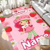Custom Name Personalized Strawberry Shortcake Print Carpet, Versatile Home Decor Rug, for Playroom, Apartment, Balcony, Entryway, Hallway Gift