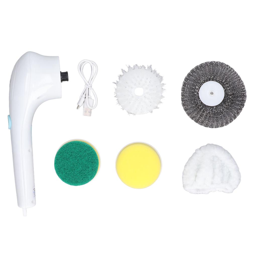 Electric Cleaning Brush Cordless Handheld Electric Spin Scrubber with 5 Brush Heads for Home