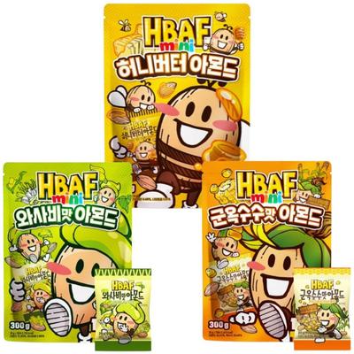 HBAF 15 Mini-Päckchen Mandeln(Honigbutter, Gerösteter Mais, Wasabi)