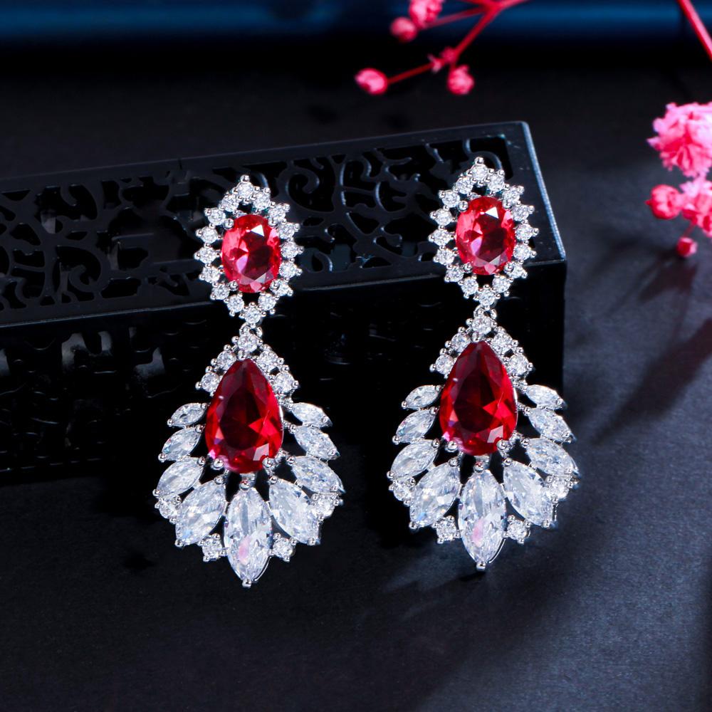 Ircons Elegant Chandelier AAA+ Cubic Zirconia Long Big Crystal Bridal Dangle Drop Earring for Wedding Jewelry CZ202