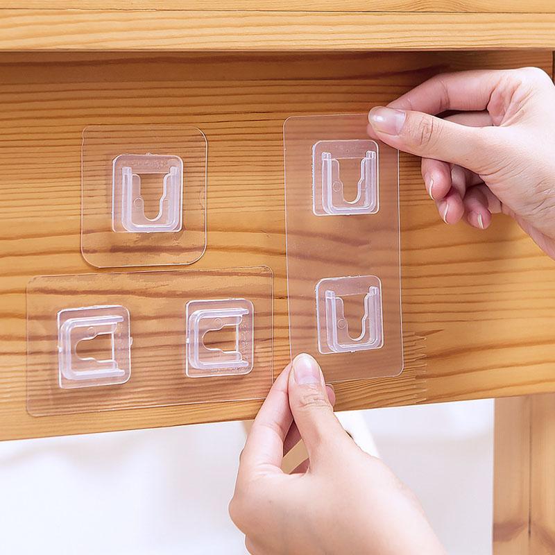 3/5 Sets Cup Sucker Wall Hooks Wall Storage Holder Adhesive Transparent Hooks Double-Sided For Kitchen Strong Suction Hanger Bathroo