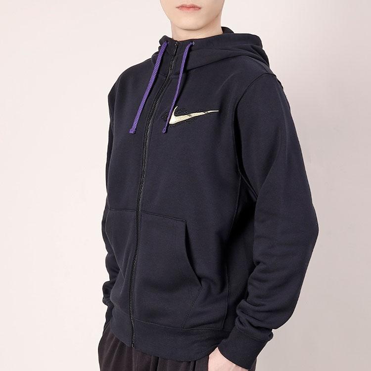 Nike Full-Zip Casual Sport Fleece Hooded Jacket Men Outerwear Black CU8094-010