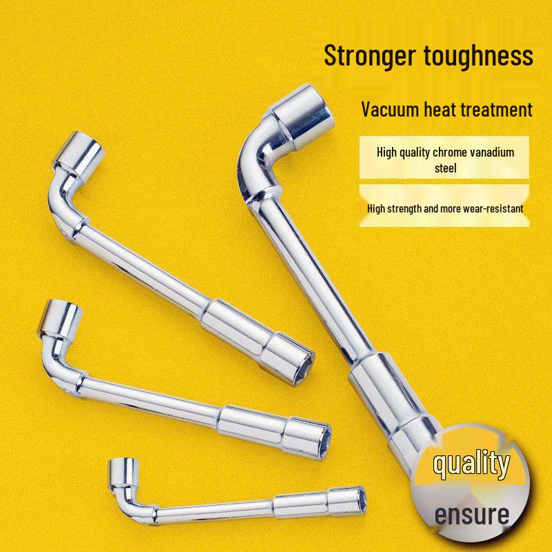 L-Shaped Through-Hole Socket Wrench, 6-22mm Hex with Hook & Elbow Design.