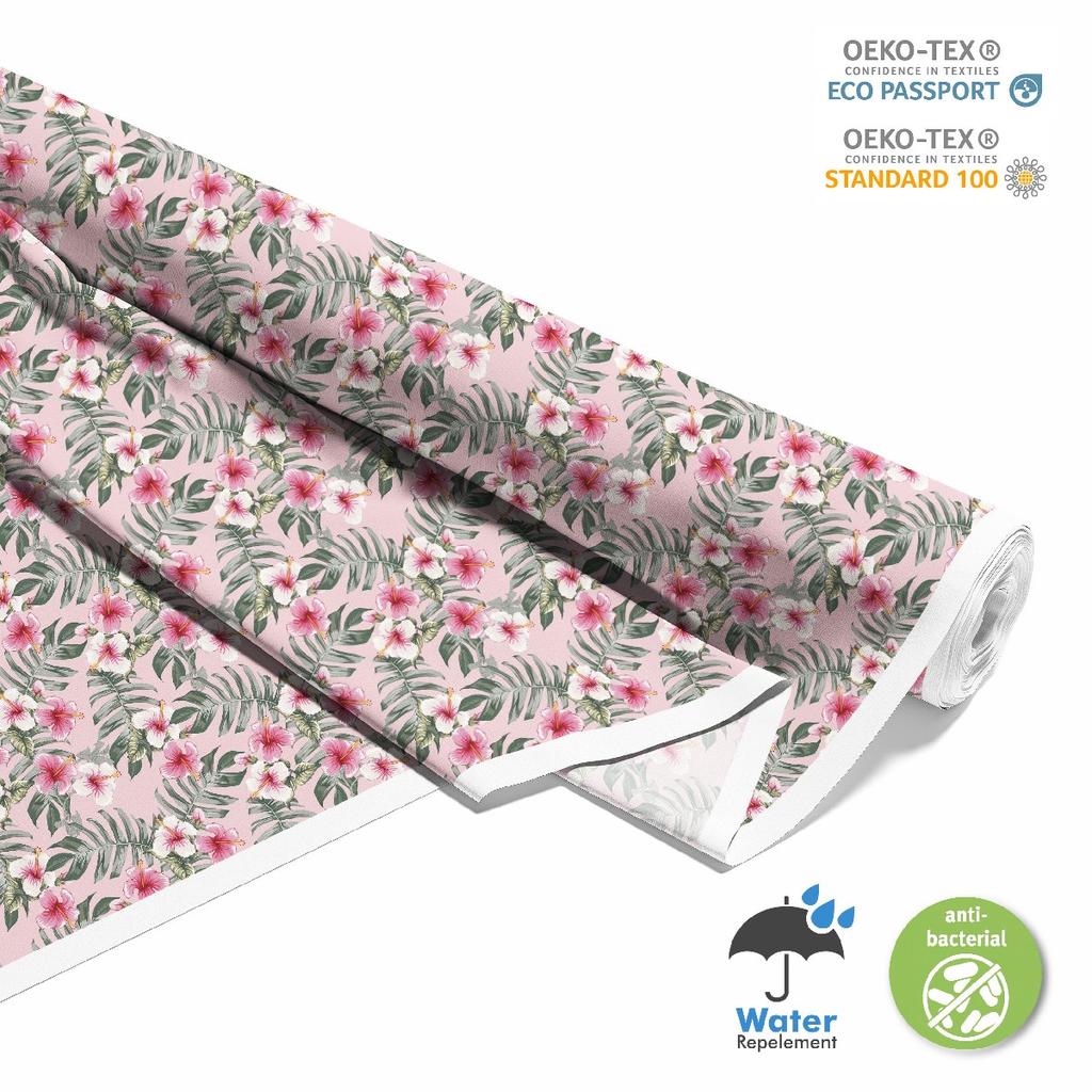 Outdoor Dekostoffe Oxford - Motiv Hibiskus Auf Einem Rosa I Dx666