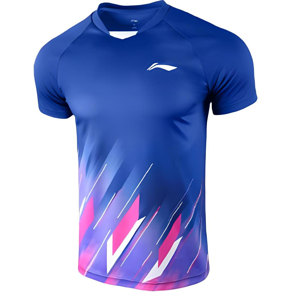 Li Ning Sports Comfortable Training Fitness Logo Short Sleeve Badminton Shirt Men tops White AAYT537-2