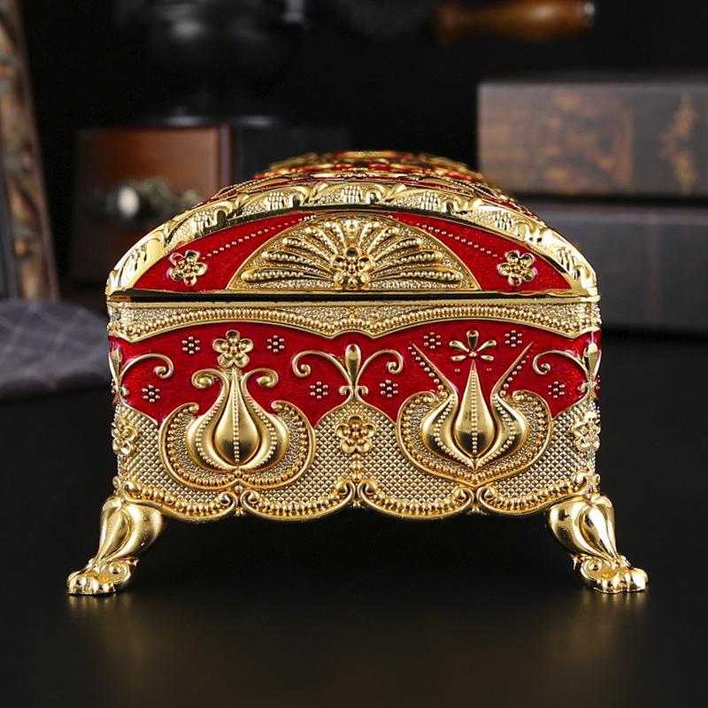 European retro jewelry box metal creative ring necklace earrings storage box wedding reception gift decoration