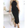 Vestito lungo da donna sexy, arricciato, senza maniche, aderente, tinta unita, estivo, da festa, con spacco sul retro, da clubwear, vestido, abiti da donna