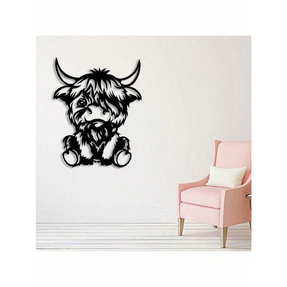 Metal Wall Art Highland Cow Sculpture Rustic Home Decor Gift for Farmhouse Office Living Room Birthday