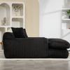 Modern Corduroy Sleeper Sofa Cloud Couch with 3 Soft Cushions, Comfortable Single-Seat Floor Sofa for Living Room Apartment Office (Black)