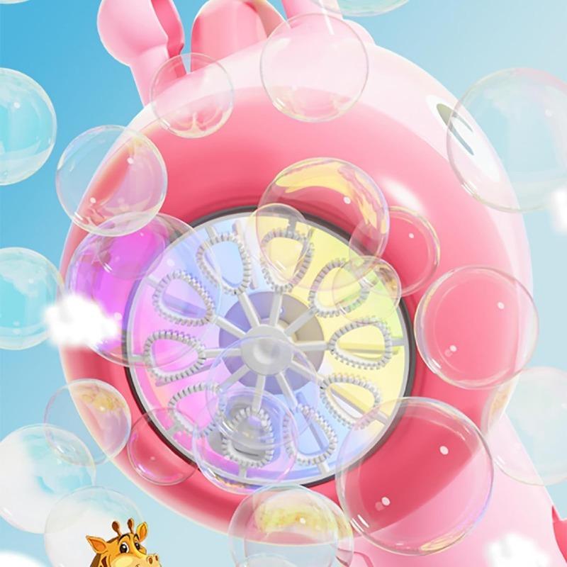 Animal Bubble Blower Wand with Solution Giraffe Bubble Machine Maker with Light 10 Hole Light Up Automatic Bubble Machine