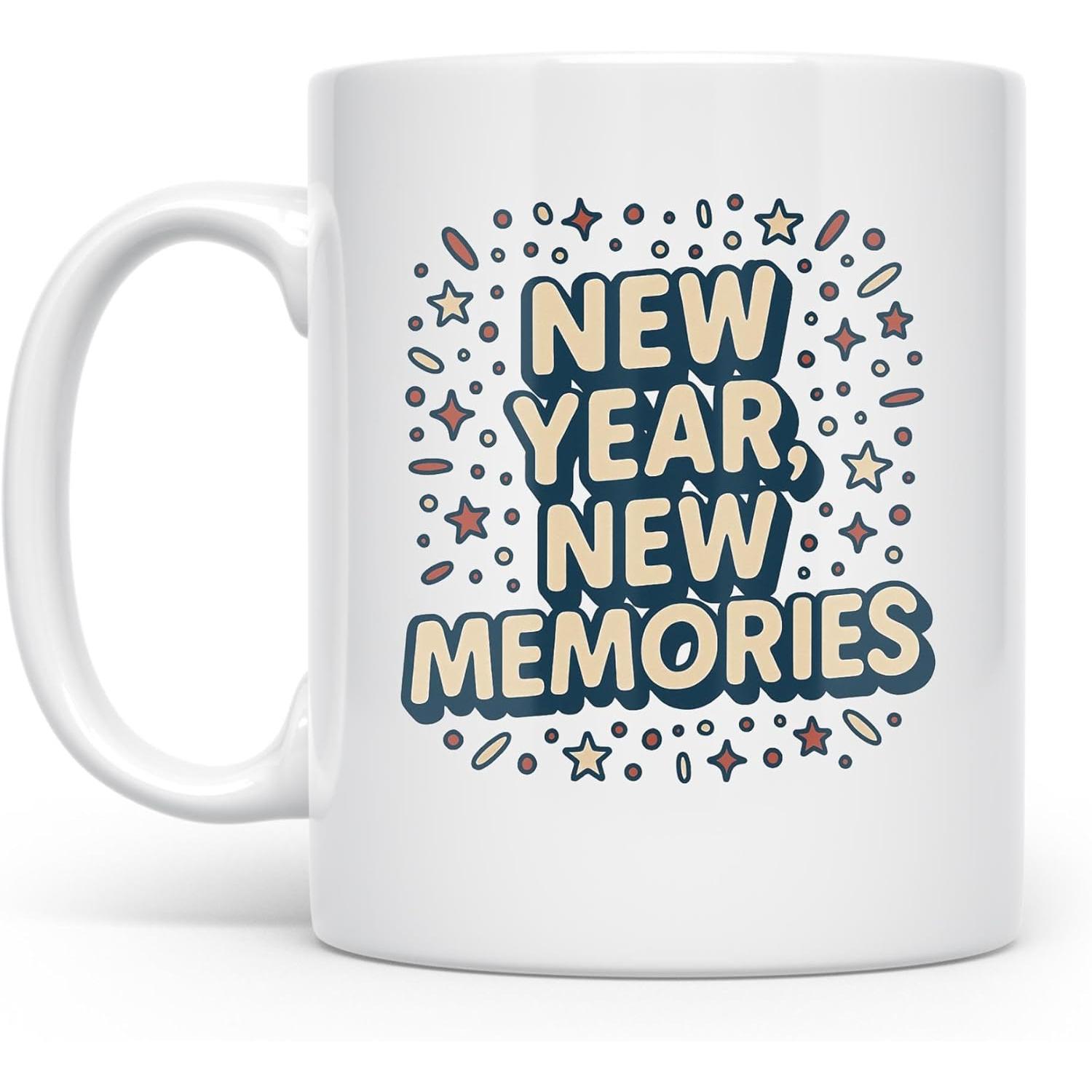 Year Memories- Holiday Celebrations- 11oz White Ceramic Coffee Mug- Festive Cheer 320ml