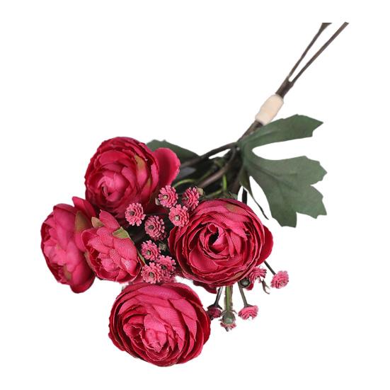 1 Bunch Artificial Camellia Flower Bouquet Realistic Fake Silk Flower