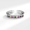 Rainbow CZ Finger Rings for Women Stackable Slim Wedding Engagement Band Antique Silver Color Fine Jewelry 2022 Trendy