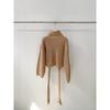 French Lazy Style High Neck Sweater: Tie-Up Knit Top for Women with Loose Long Sleeves