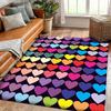 Crystal Velvet Love Heart Pattern Printed Carpet, Non-slip Polyester Area Rug for Living Room, Bedroom, Chair Mat, Home