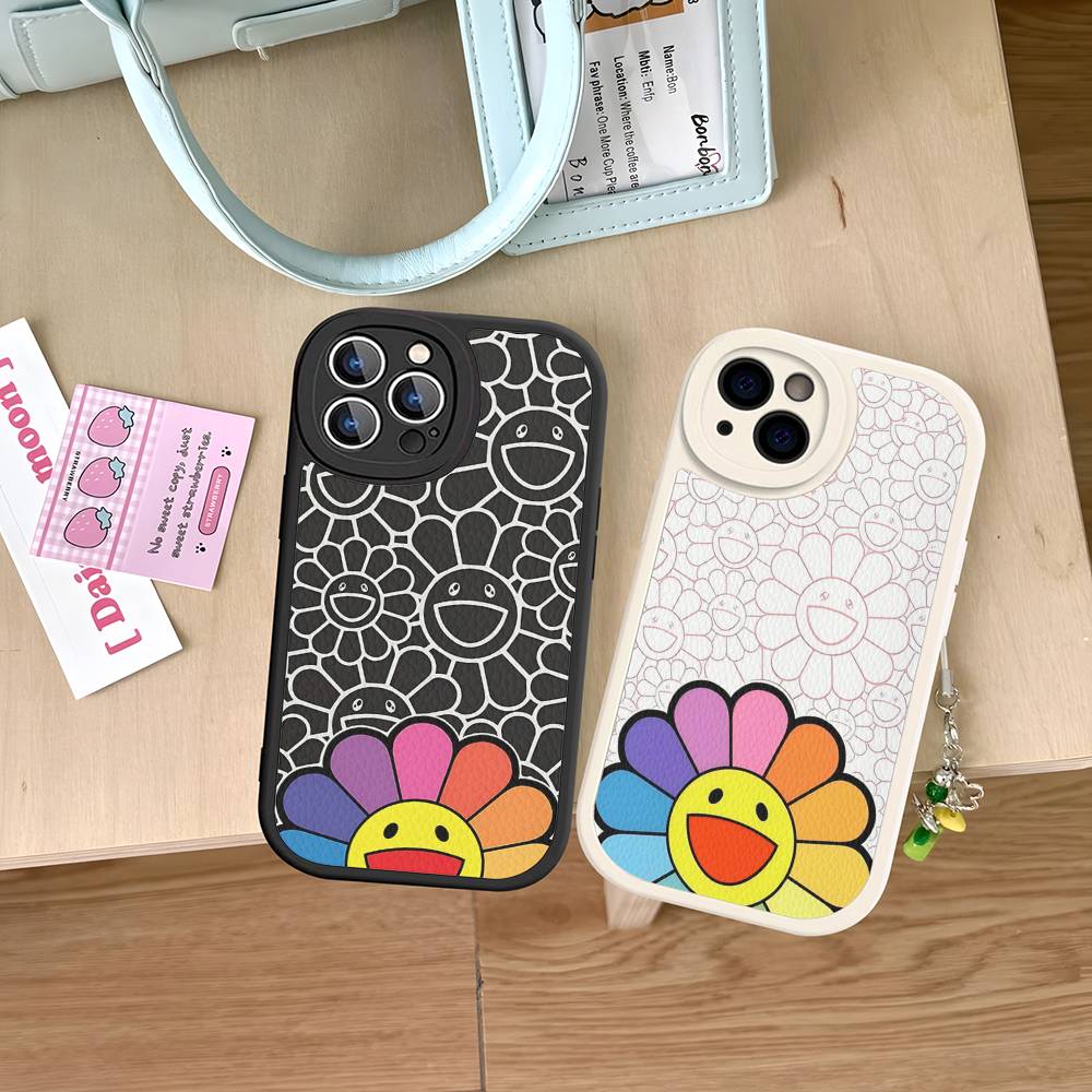 Japanese Artisti M-murakami T-takash Art Colorful For iPhone 16 15 14 13 12 11 Pro Max Plus Shockproof Leather Soft Phone Cover