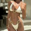 Swimsuit Women's Black Split Bikini Three-point Neck Low Waist Sexy Solid Color Two-piece Swimsuit