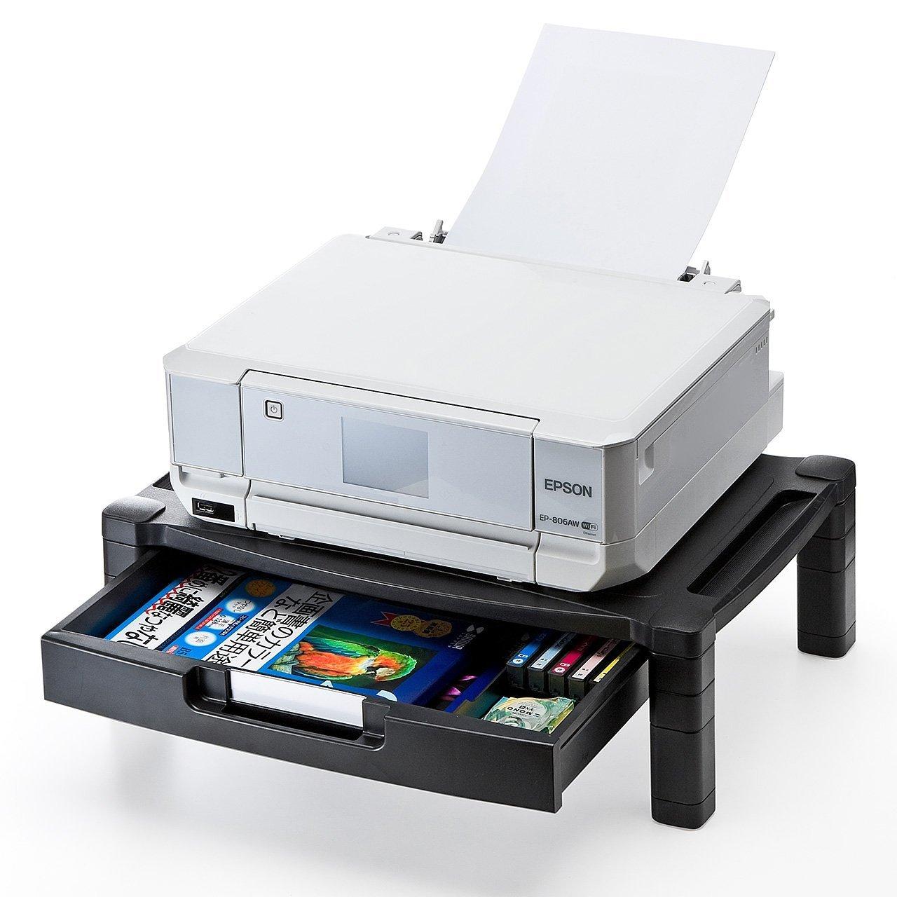 

Sanwa Direct Printer Desktop with Stand, Drawer, Black, 100-PS002