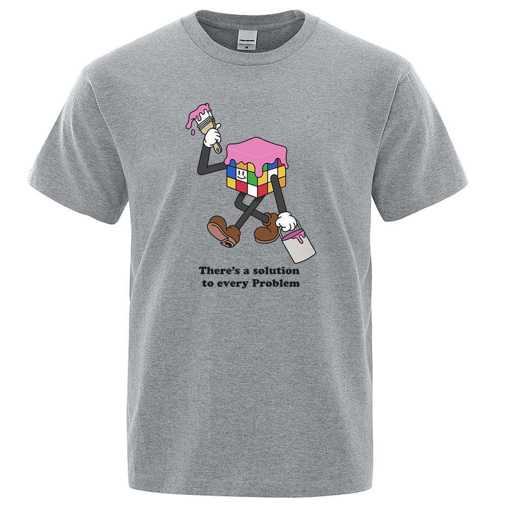 

There Is A Solution To Every Problem TShirts Men Luxury Cotton Casual Loose Oversized Hip Hop Tee Clothing Short Sleeve TShirt S