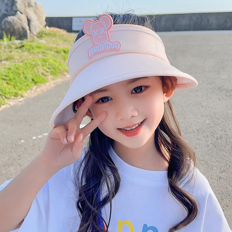 Cartoon Bear Kids Sun Hat With Wide Brim And Sun Protection For Summer Playtime розовый