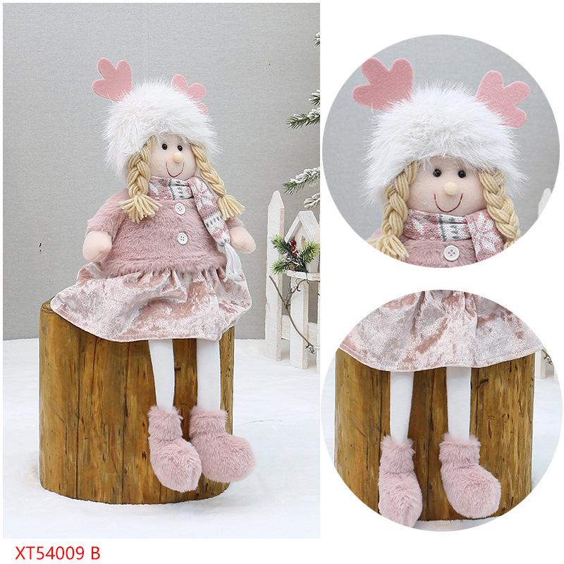 Pink Long Plush Boy and Girl Dolls for Christmas Decor