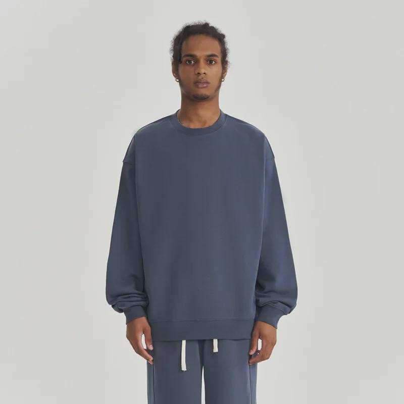 Herren Schweres Frottee Sweatshirt: Einfarbig, Herbst/Winter-Stil mit Rundhalsausschnitt - Trendiges europäisches und amerikanisches Design