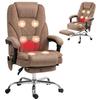 Ergonomic Office Chair With Massage Function Footrest Rotatable Rollable Brown