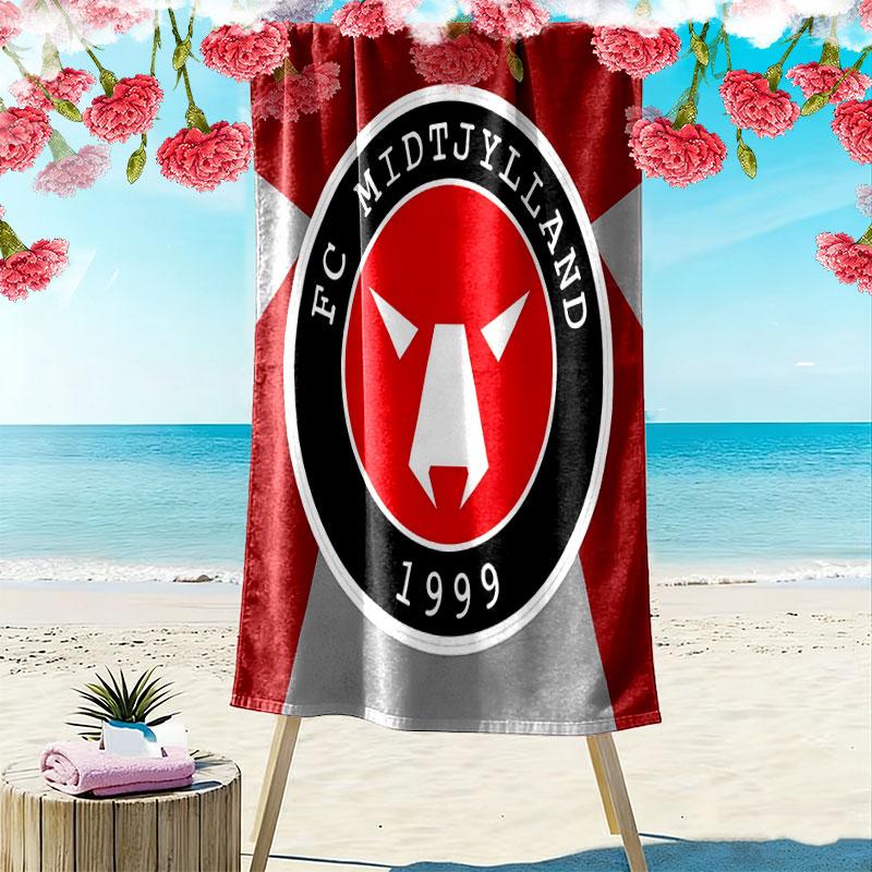 FC Midtjylland Logo Print Beach Towel, Large Soft Quick Dry Towel for Beach Camping Swimming