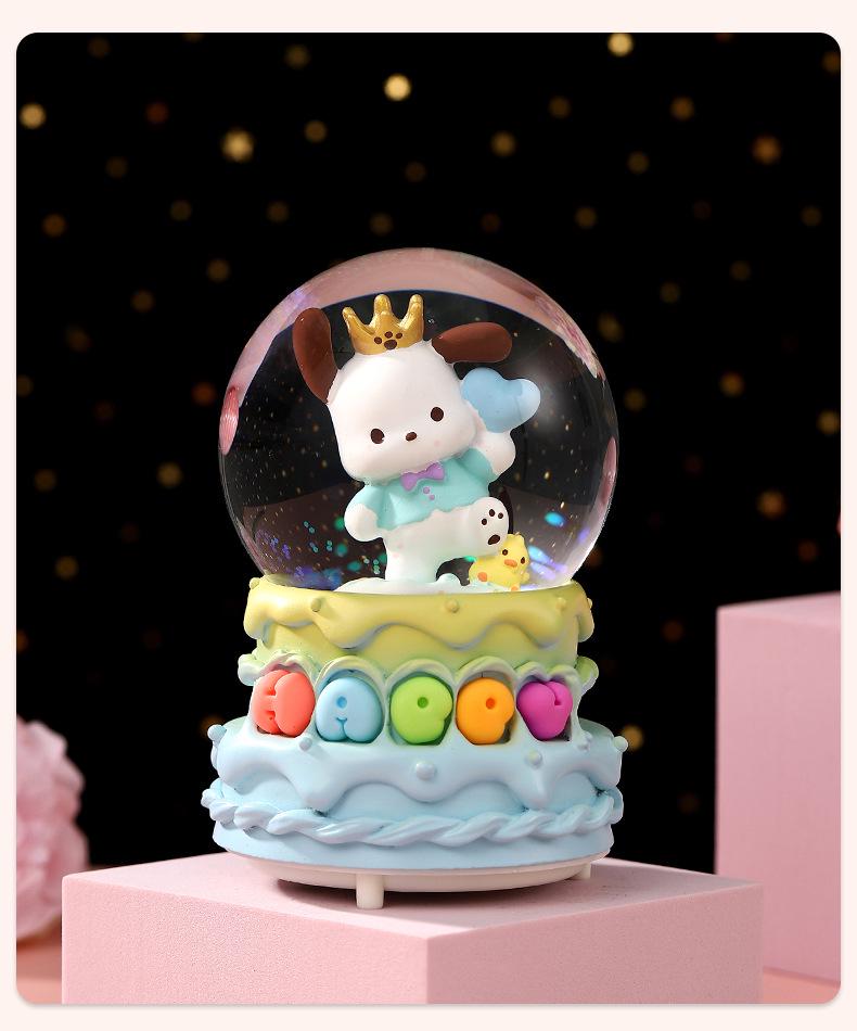 Cartoon Couple Crystal Ball Resin Snow Globe Music Box Toy
