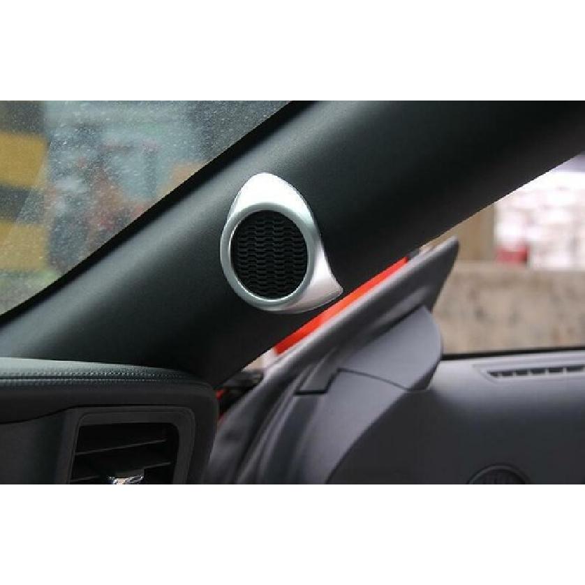 Car Front A Pillar Speaker Frame Cover For Ford Mustang 2015- Matte Silver