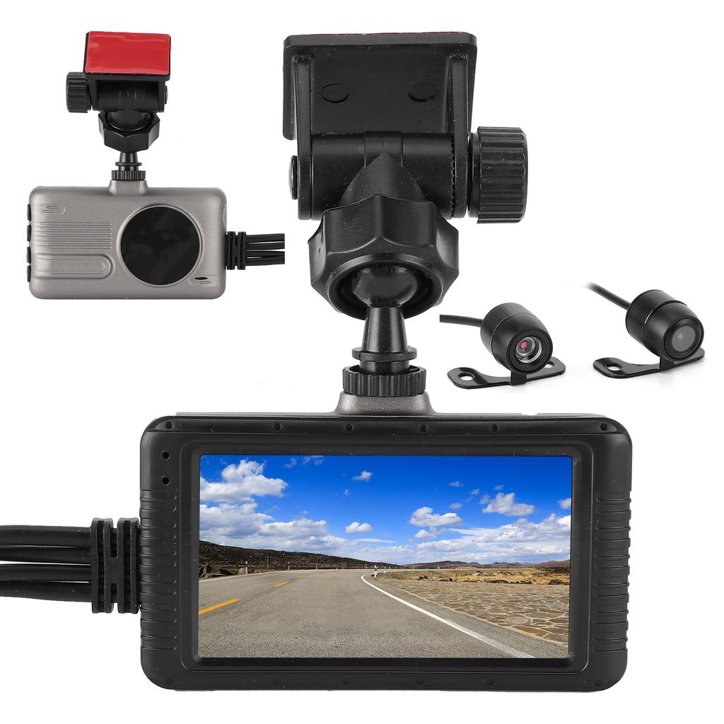 1080P Motorcycle DVR Front Rear Double Lens Dash Camera Driving Recorder Built‑In G‑Sensor Loop Recording