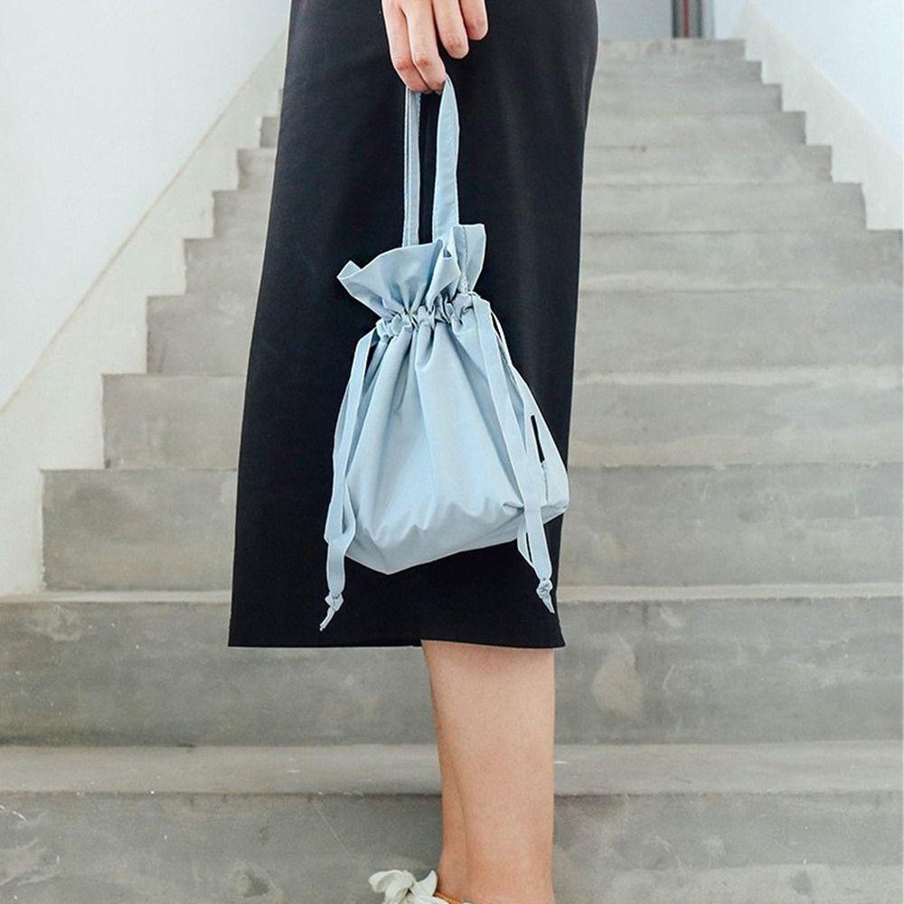 Storage Cosmetic Bag Portable Canvas Bucket Bag Cute Drawstring Bag  Girls