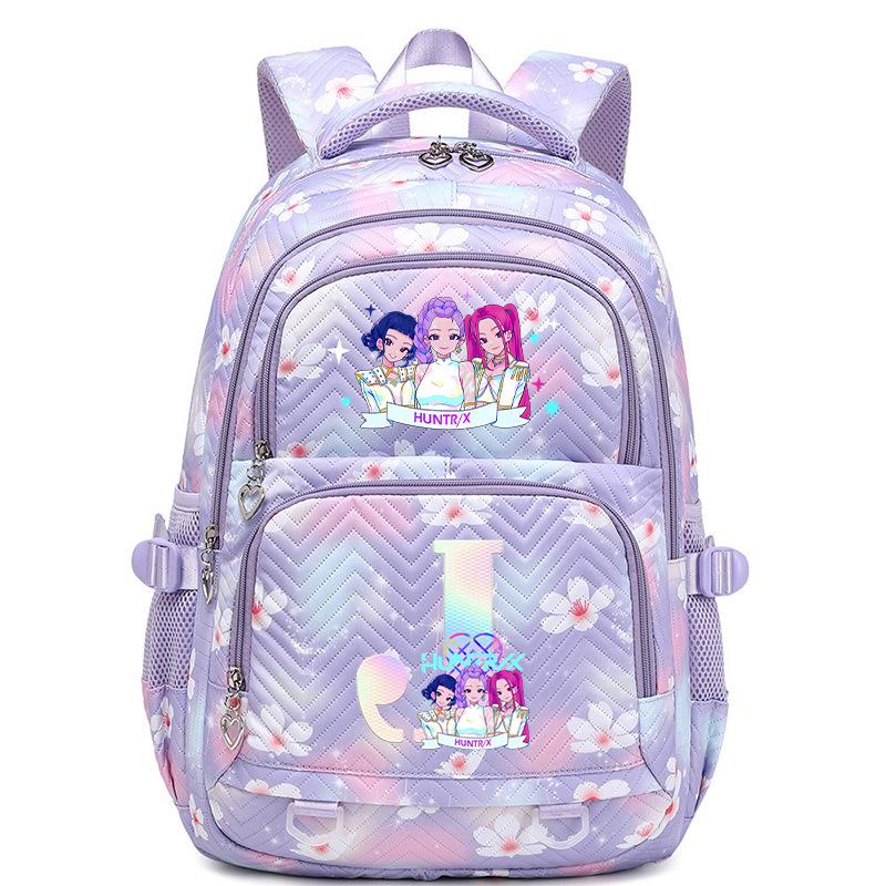 Anime Cartoon 26 Letter Print Backpack Campus Fashion Student Bag Large Capacity