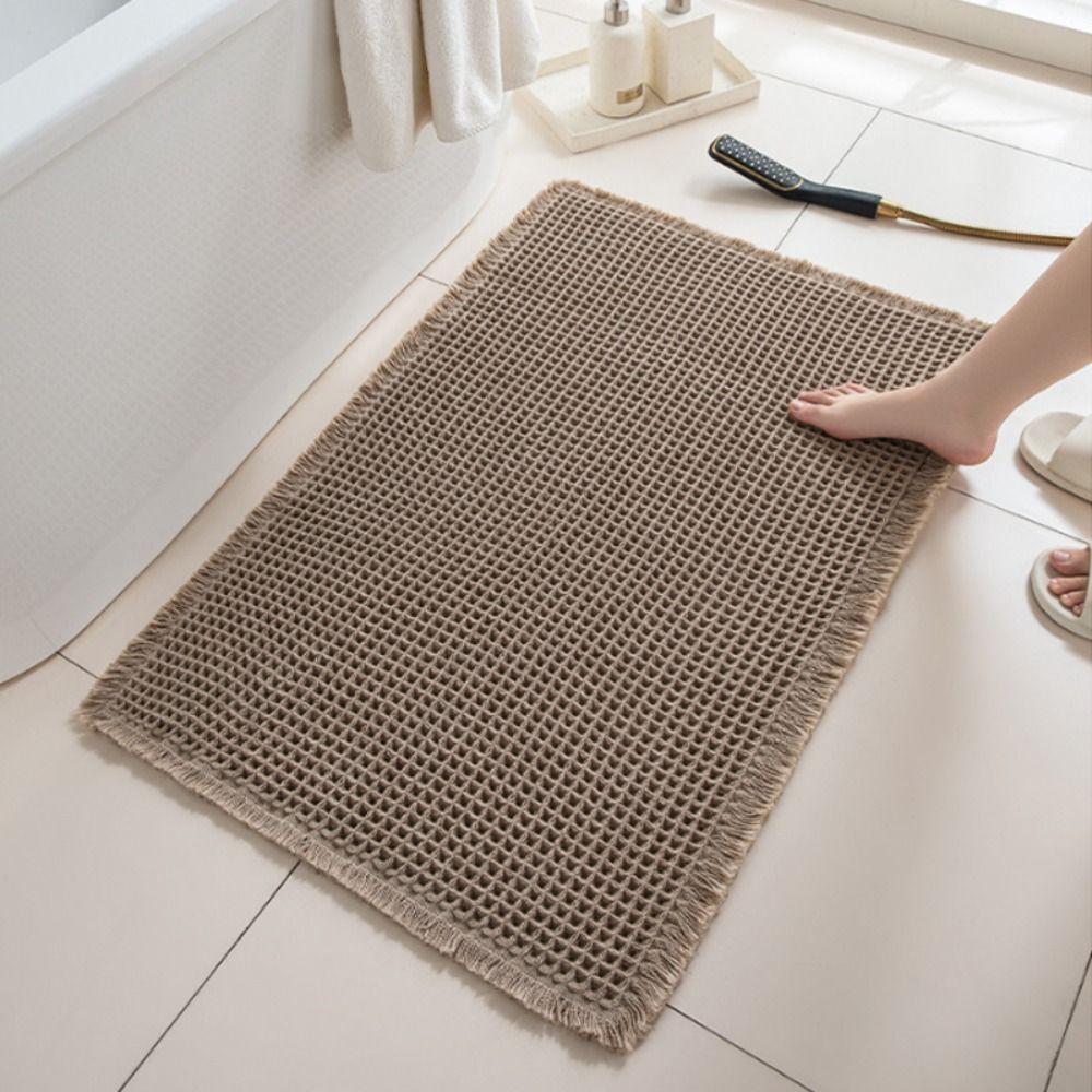 

Doormat Linen Woven Bath Mat Non-Slip Floor Mat Quick Drying Bathroom Carpet Living Room Style 6