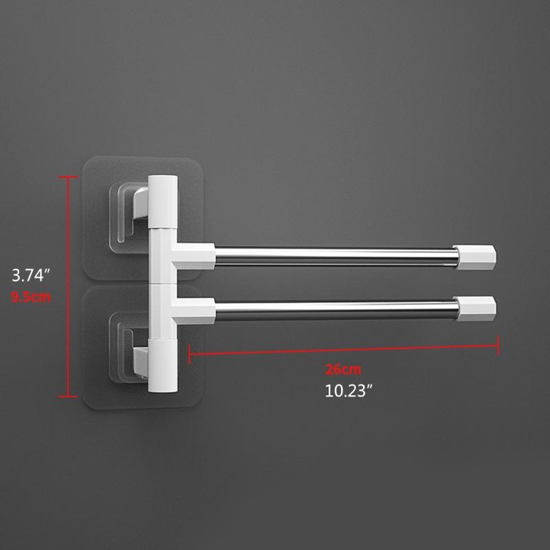 Wall Mounted Towel Bar Swivel Towel Rack Stainless Steel Towel Hanger 180° Rotation Space Saving Towel Rack for Bathroom