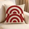 Pattern Geometric Pattern Red and White Cushion Cover Linen AntiMite Antibacterial Cushion Cover Invisible Zipper Sofa Decor