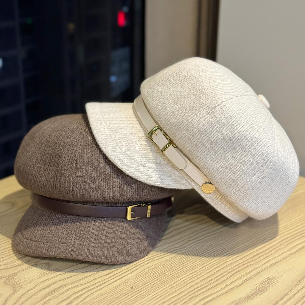 New Octagonal Hat for Women  Fashionable Autumn and Winter Beret Hat for Large Head Circumference and Small Face Suitable for Square and Round Faces