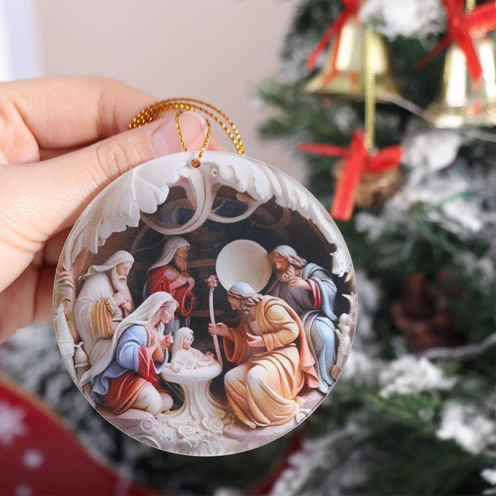 3d Effect Jesus Hanging Ornament Christmas Nativity Reusable Acrylic Flat Ornaments Acrylic Simple Xmas Tree Pendants