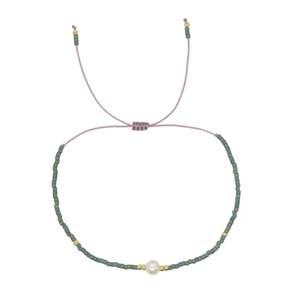 Retro Colorful Seed Bead & Faux Pearl Adjustable Bracelet - Trendy Hand-woven Jewelry for Women