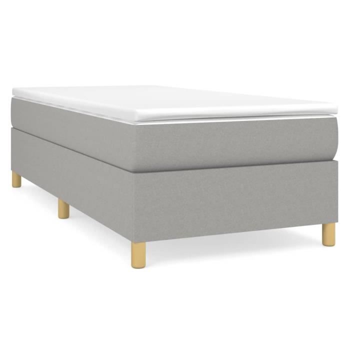 VidaXL Lit à sommier tapissier et matelas Gris clair 90x190 cm Tissu - Modèle 3144482